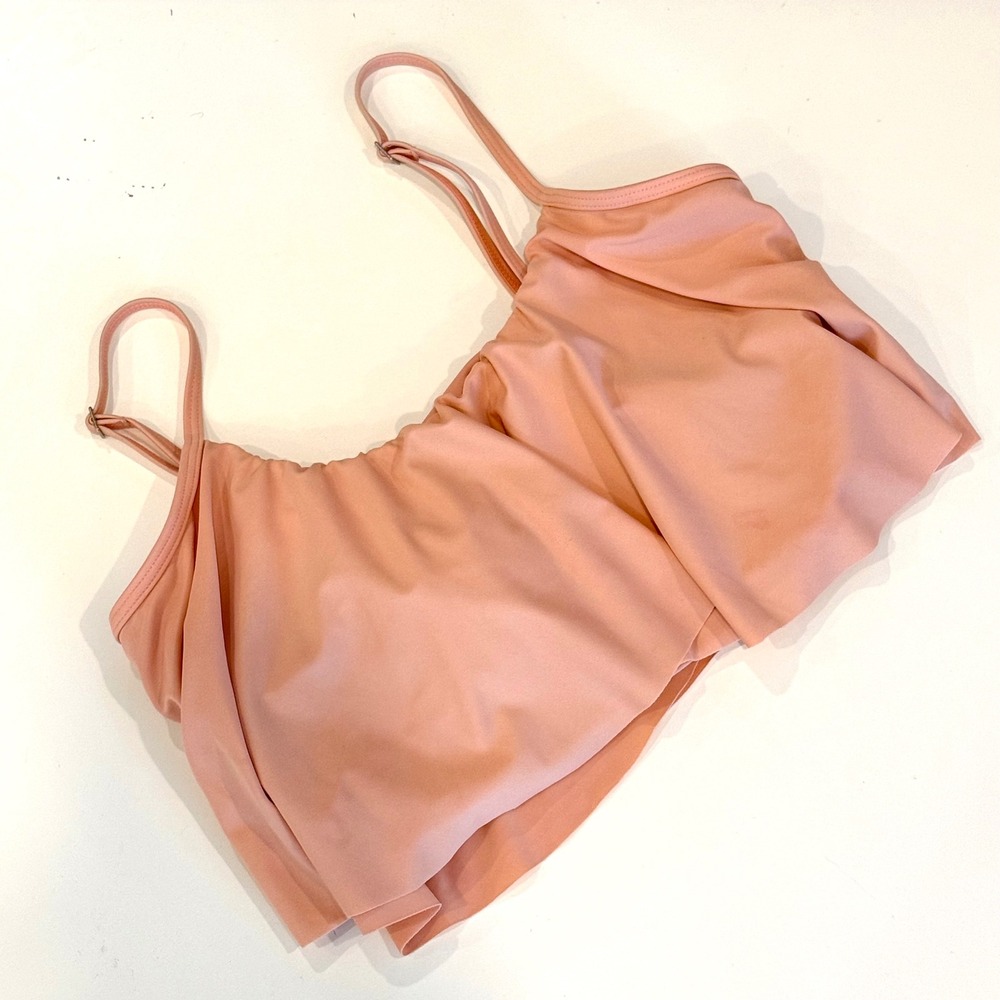 Cupshe Womens Peach Pink Flounce Ruffle Bikini Top Adjustable Straps Size M
